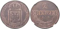 2 Krejcar 1848 A, etue NGC, hodnocení MS 63 RB, luxusní zachovalost s — 1