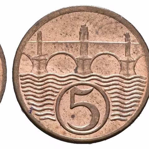 5 Haléř 1929, ražební lesk, patina