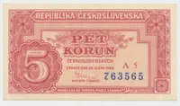Československo, 5 Koruna 1949, série A 1 - 9, neperforovaná, Hej.83a1