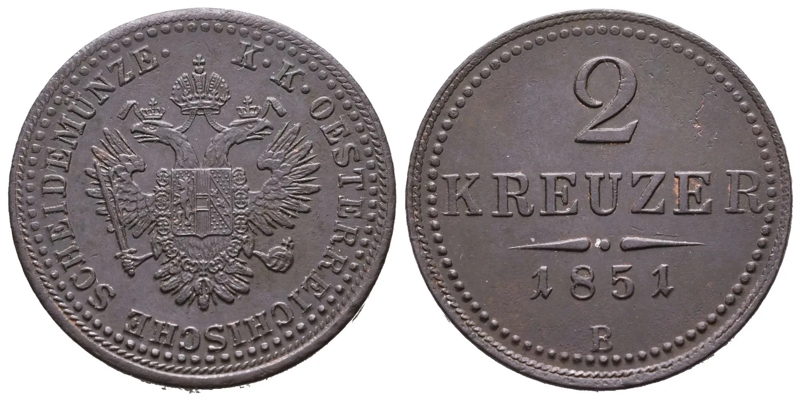 2 Krejcar 1851 B