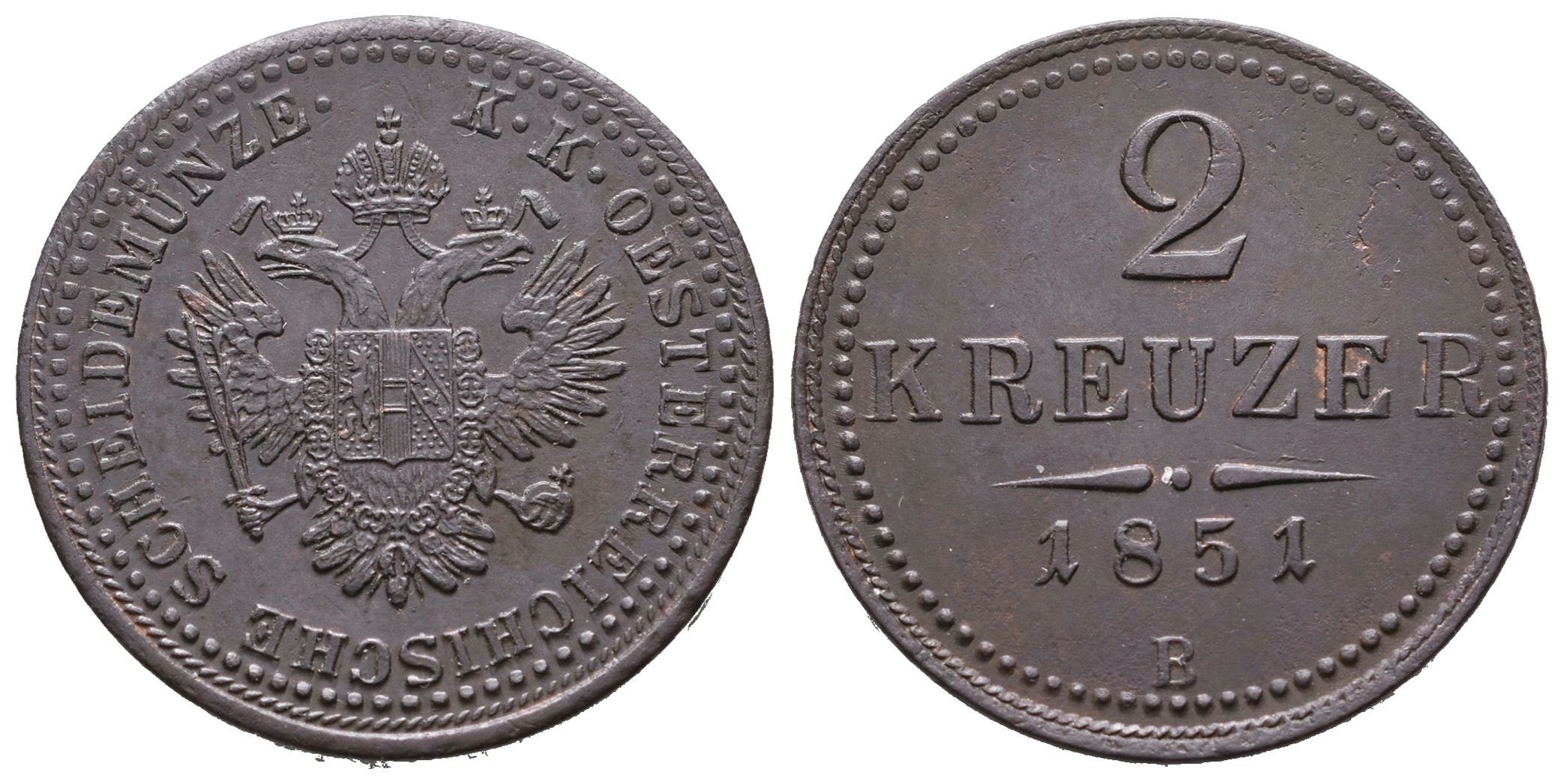 2 Krejcar 1851 B