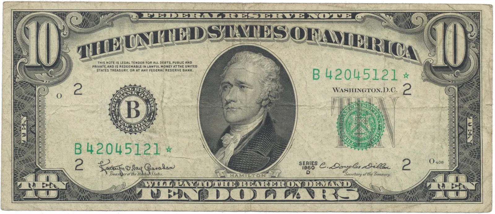 USA, 10 Dollars 1950D, náhradní série *, Pick.439dr