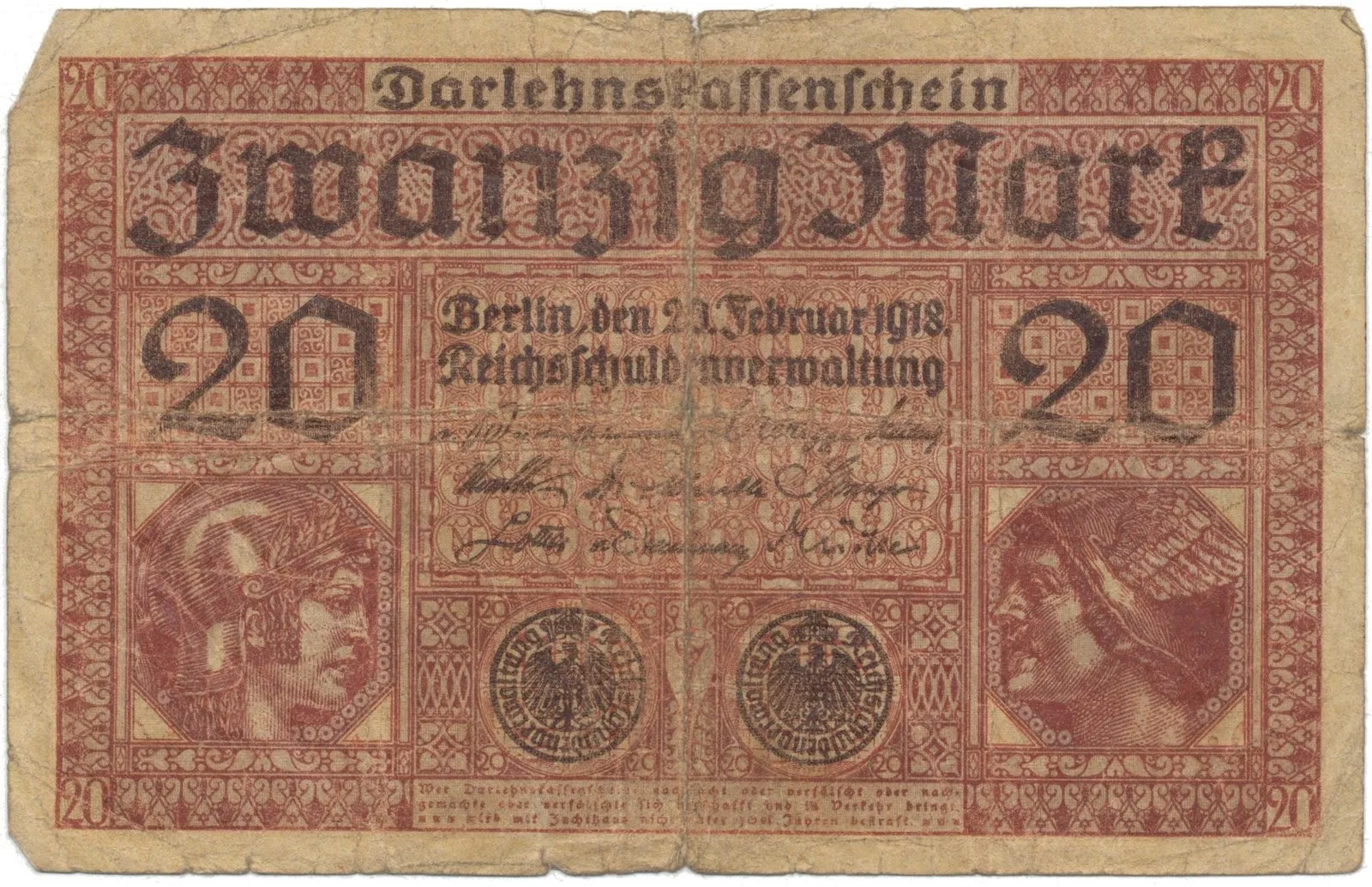 Německo, 20 Mark 1918, Ro.55
