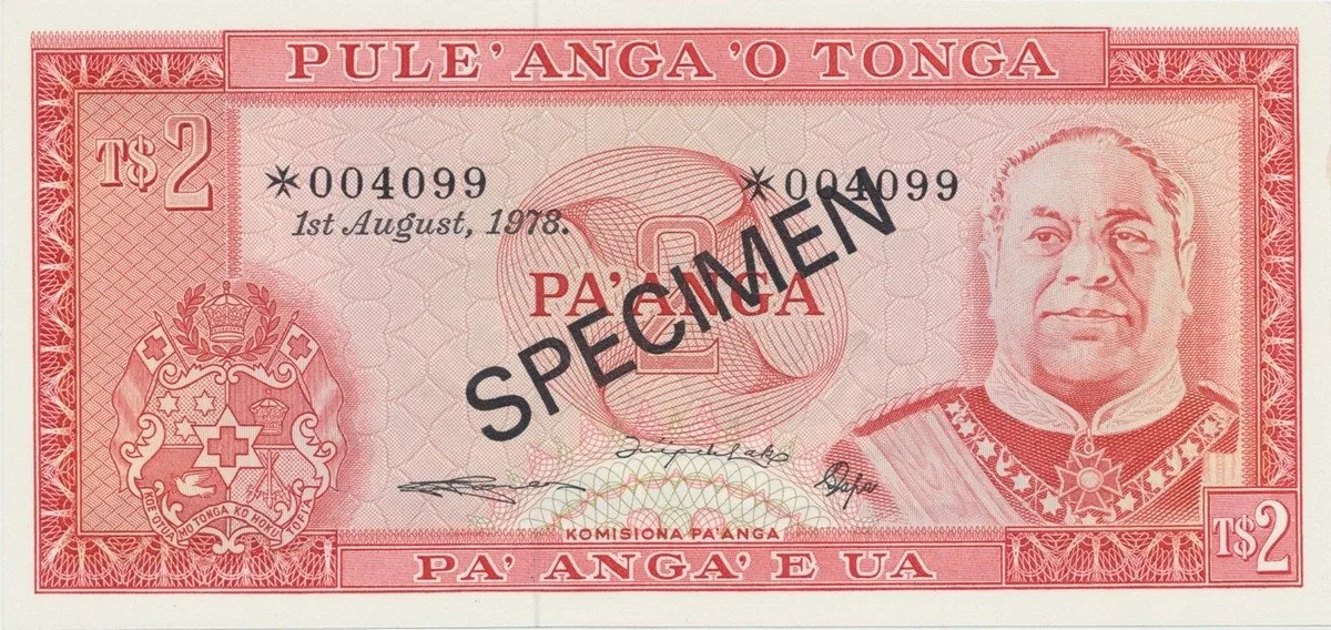 Tonga, 2 Pa´nga 1978, SPECIMEN, P.20cs