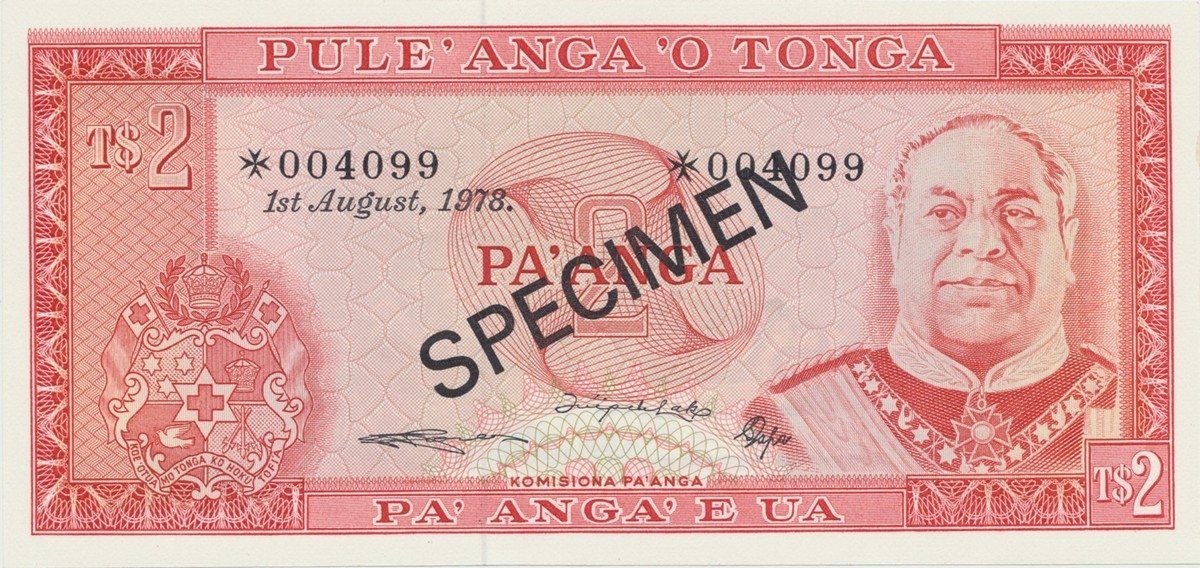 Tonga, 2 Pa´nga 1978, SPECIMEN, P.20cs