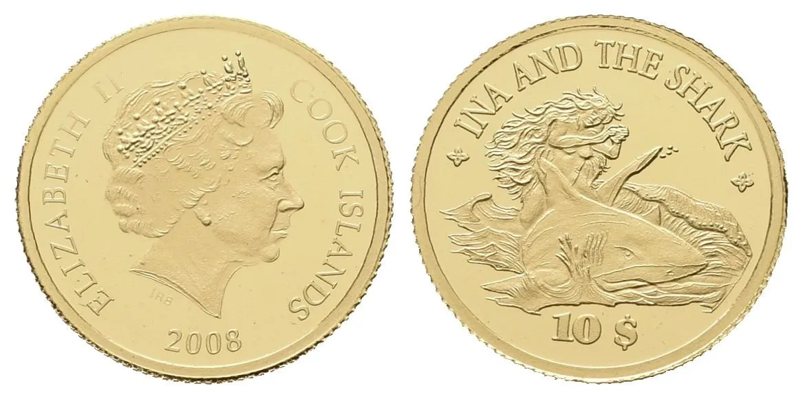 Cook Islands, 10 Dollars 2008 - Ina a žralok