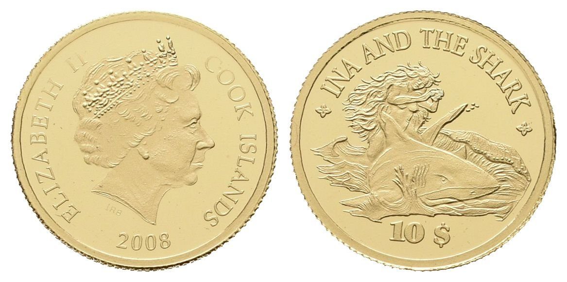 Cook Islands, 10 Dollars 2008 - Ina a žralok