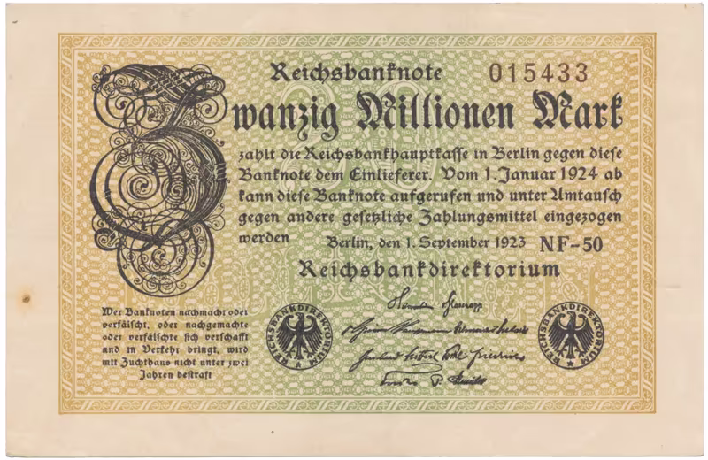 Německo, 20 Millionen Mark 1923, Ro.107e