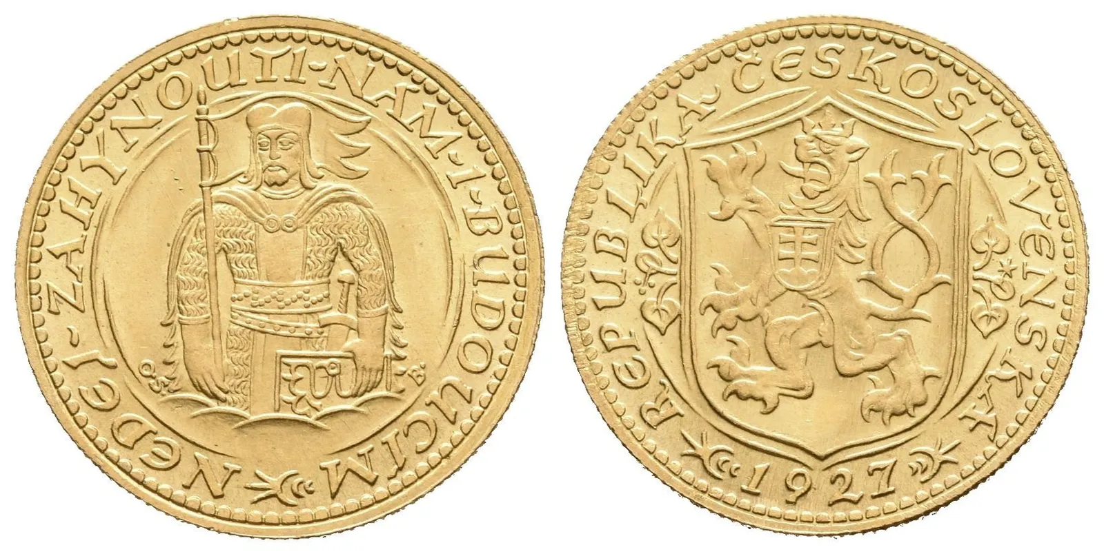 Dukát 1927 (raženo 25774 ks), krásná zachovalost, lesk, — 1