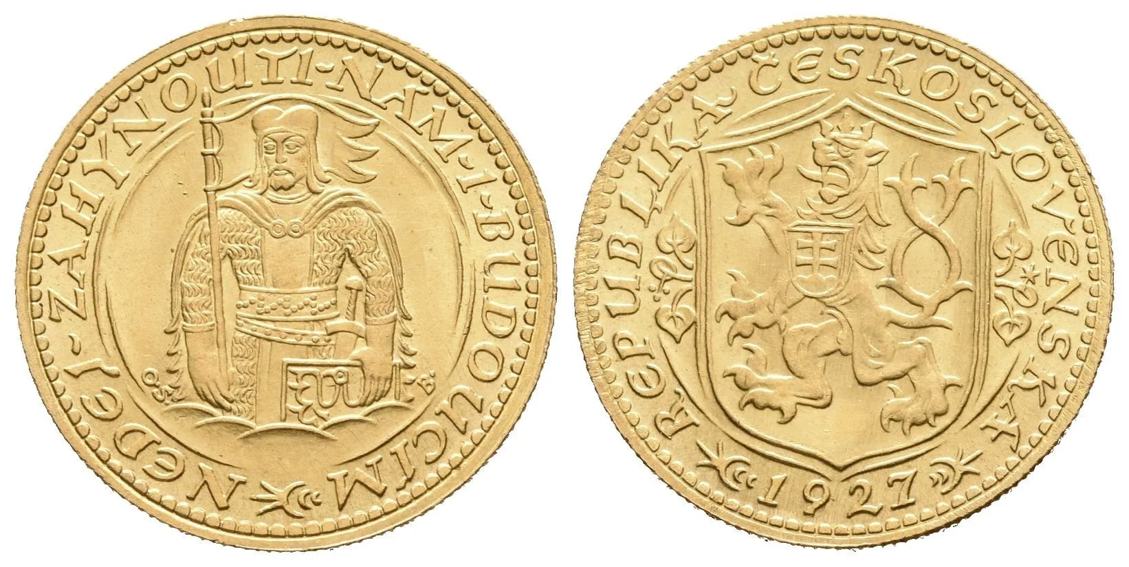 Dukát 1927 (raženo 25774 ks), krásná zachovalost, lesk, — 1