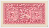 Československo, 5 Koruna 1949, série A 1 - 9, neperforovaná, Hej.83a1 - fotografie 2