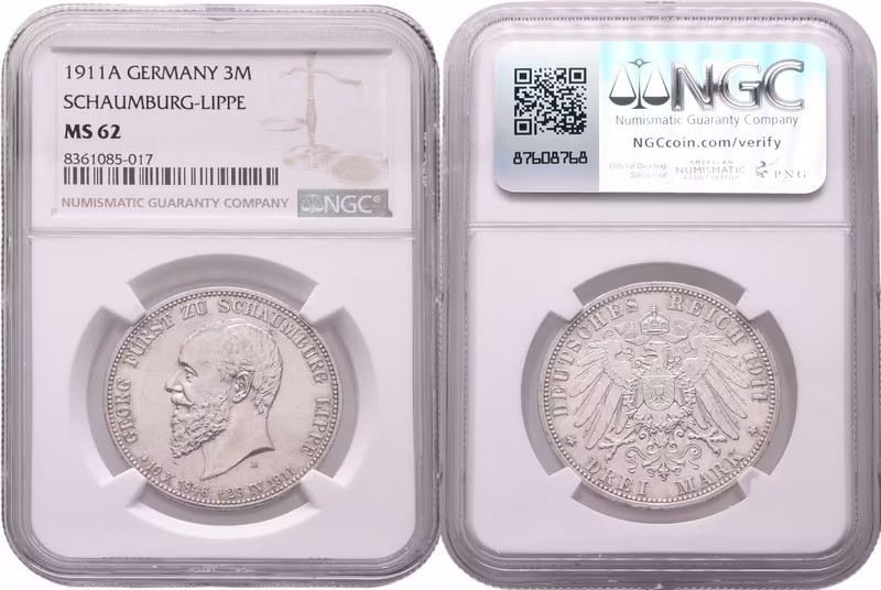 Schaumburg-Lippe, 3 Marka 1911 A - NGC