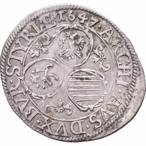 3 Krejcar 1647, Graz, KM.424, patina, drobné vady