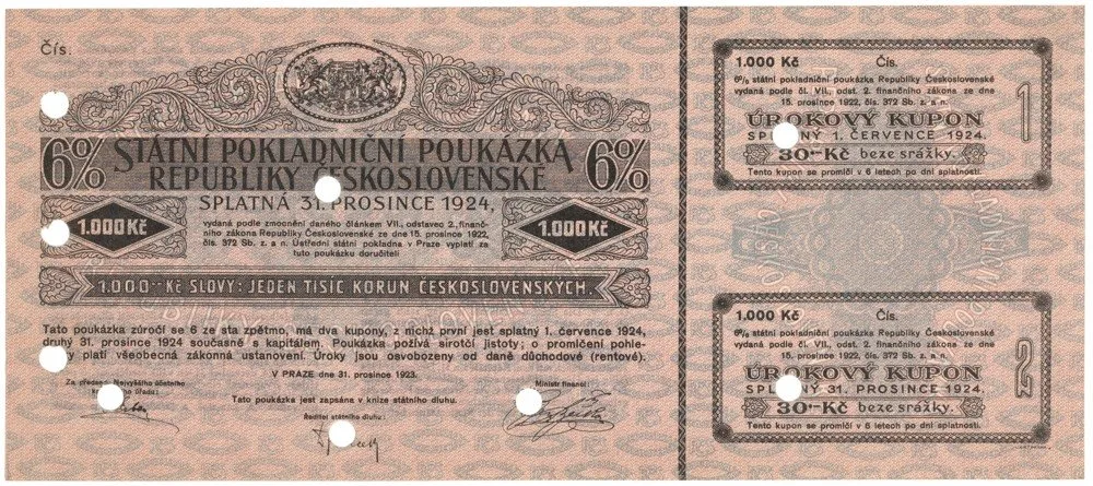 Státní pokladniční poukázky, 1919 - 1939 — 1
