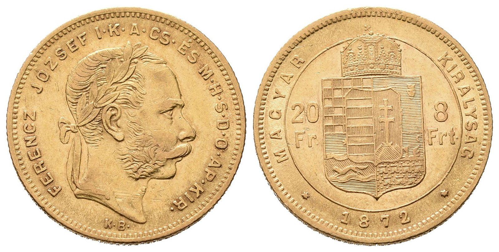 8 Zlatník / 20 Frank 1872 KB