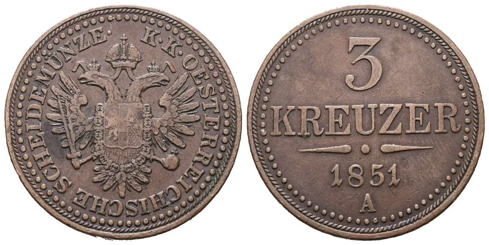 3 Krejcar 1851 A