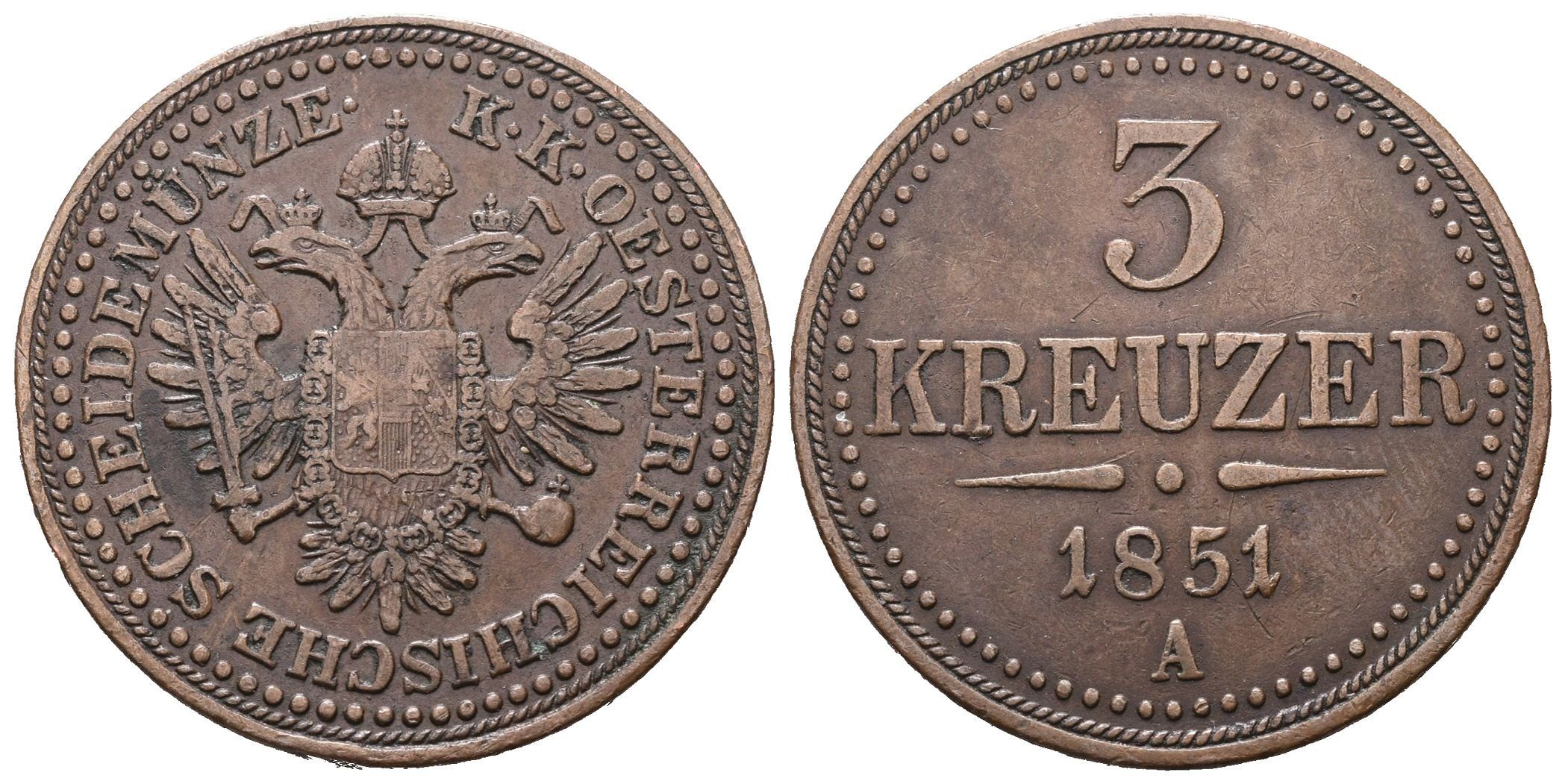 3 Krejcar 1851 A