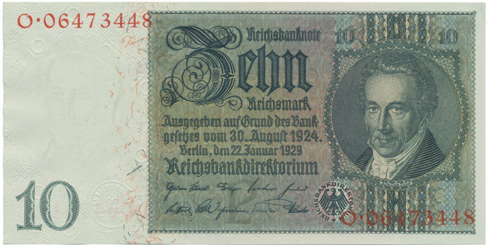 Německo, 10 Reichsmark 1929, typ H/H, Hej.D2a