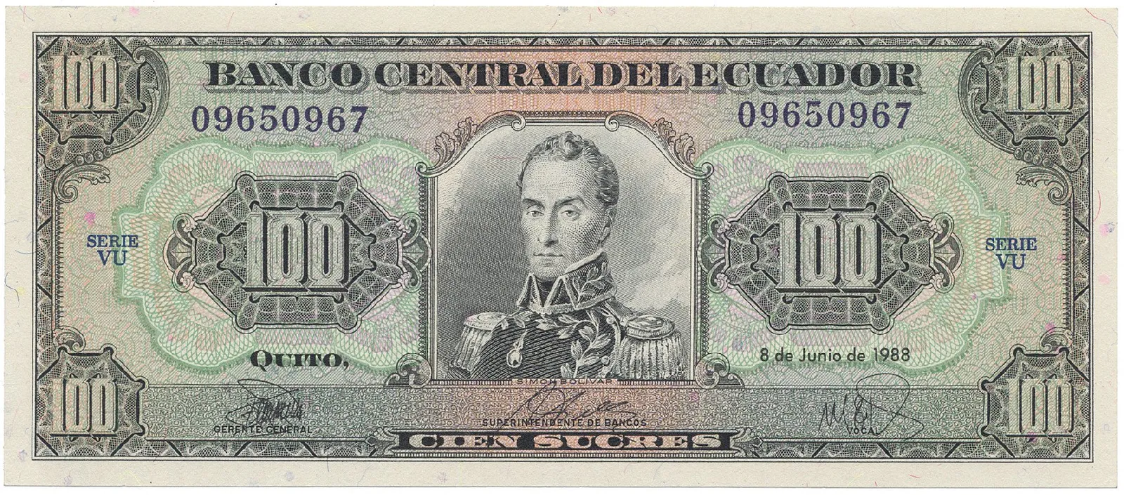 Ekvádor, 100 Sucres 1988~1997, P.123A