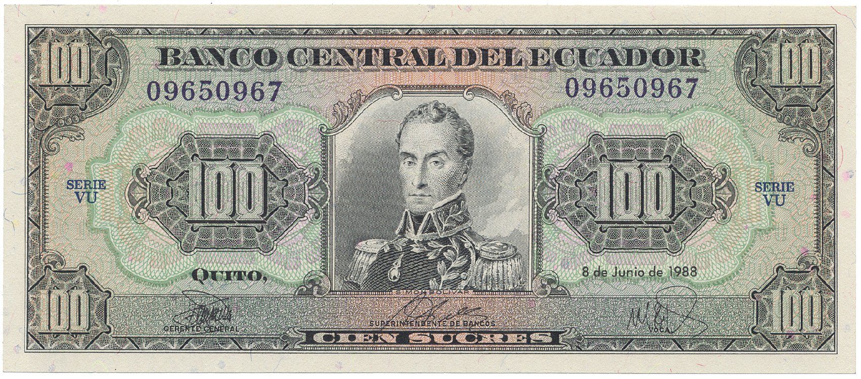 Ekvádor, 100 Sucres 1988~1997, P.123A