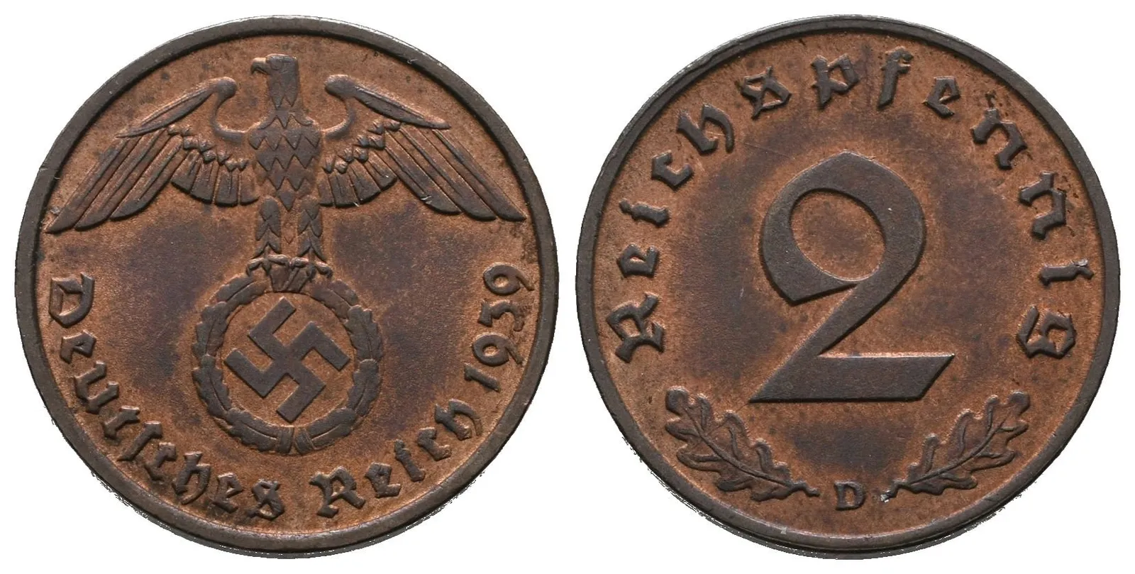 III. říše, 2 Pfennig 1939 D