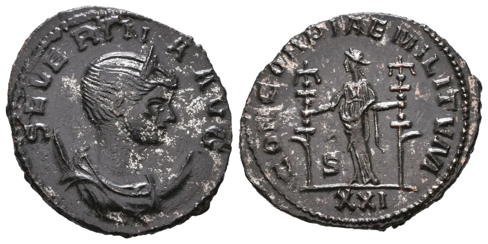 Antoninian, Antiochia, Rv: CONCORDIAE MILITVM, stojící Concordia — 1