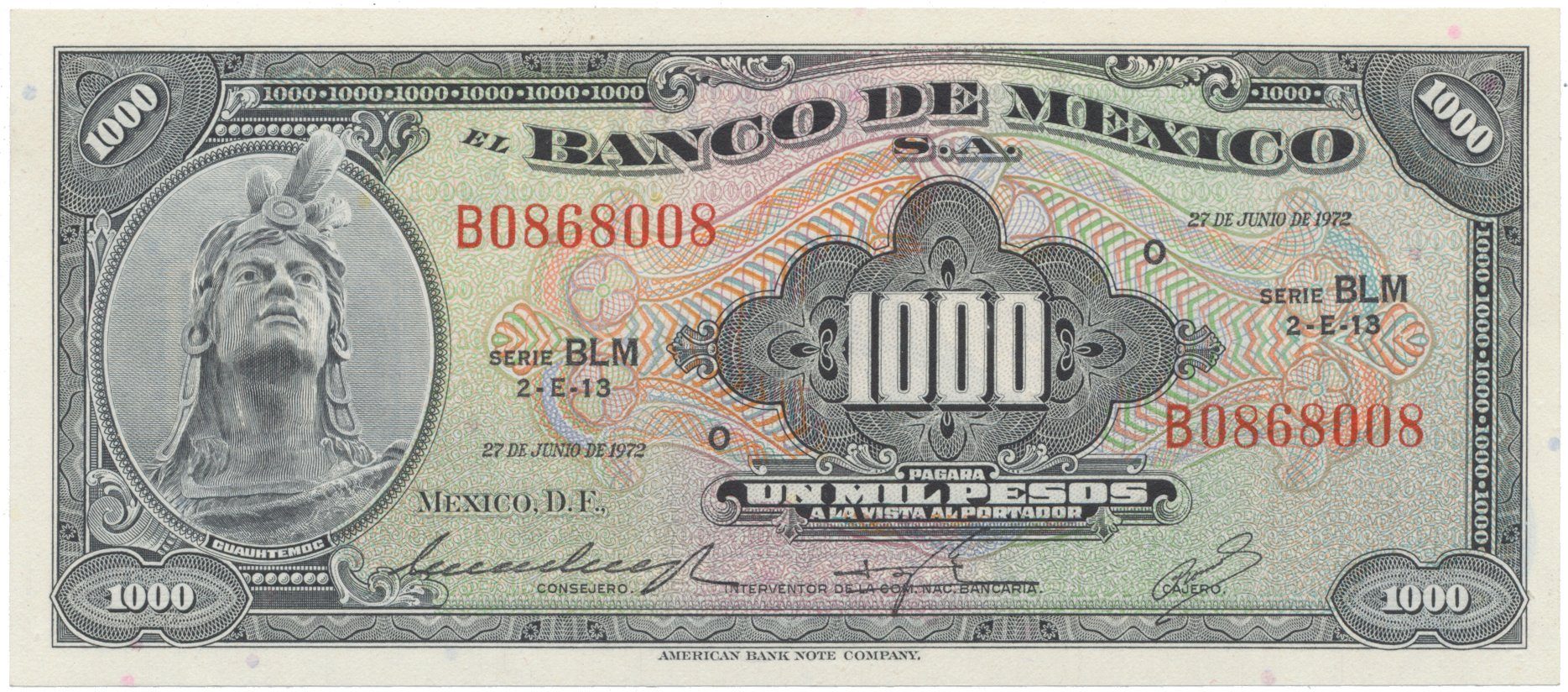 Mexiko, 1000 Pesos 1972, P.52p