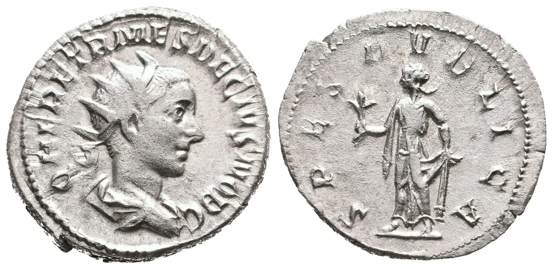 Antoninian, Rv: SPES PVBLICA, kráčející Spes doleva nese květinu, levou rukou — 1
