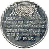 Olomouc - biskupství, Maximilian hrabě Hamilton, 1761 - 1776 — 2