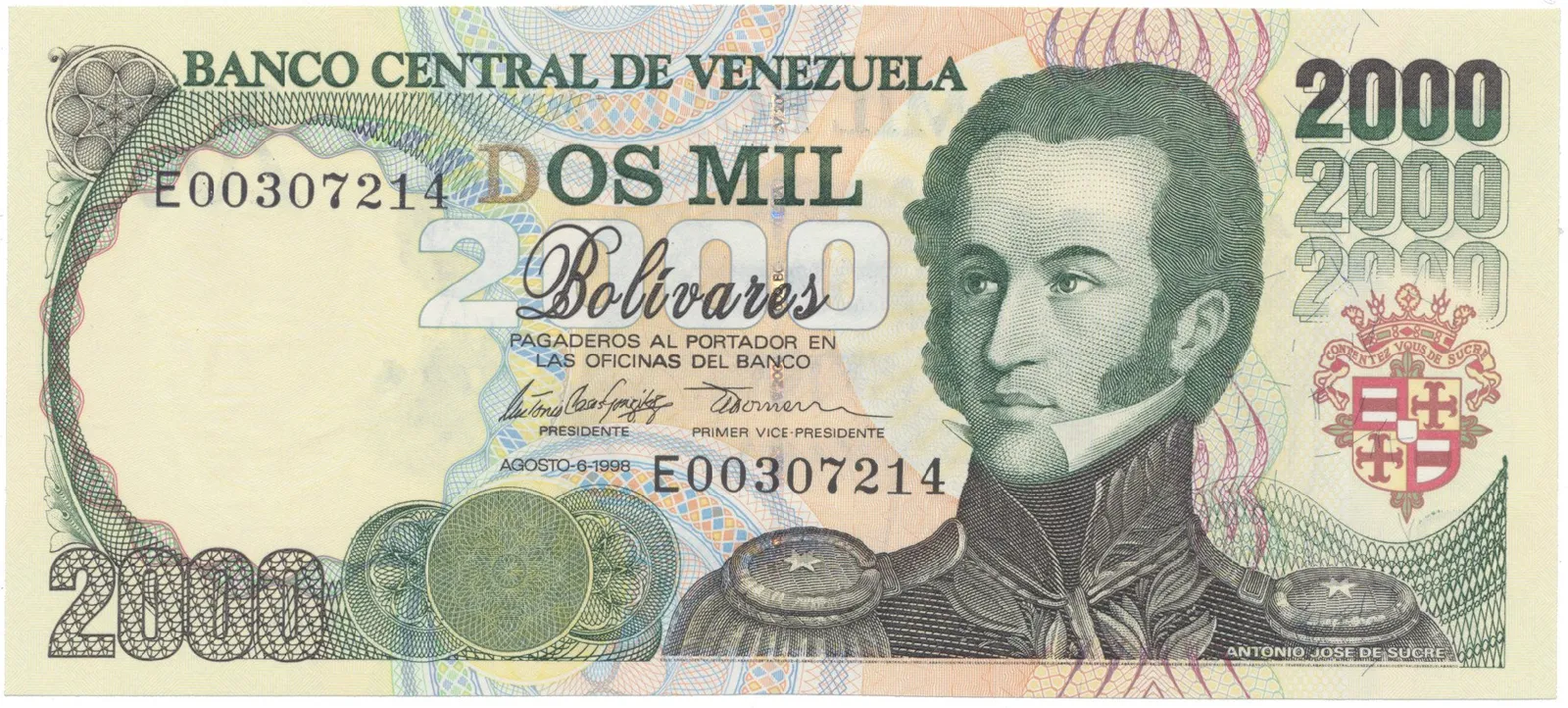 Venezuela, 2000 Bolivares 1998, P.77c