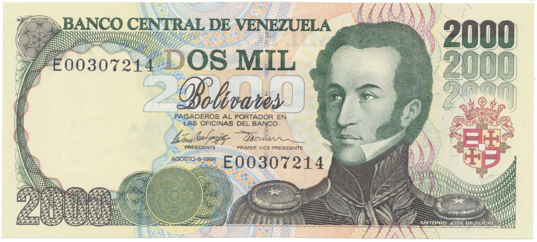 Venezuela, 2000 Bolivares 1998, P.77c