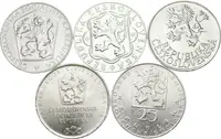 Soubor mincí 25 Kčs 1954 a 1955, 25 Kčs 1965 - 20. výročí osvobození, — 2