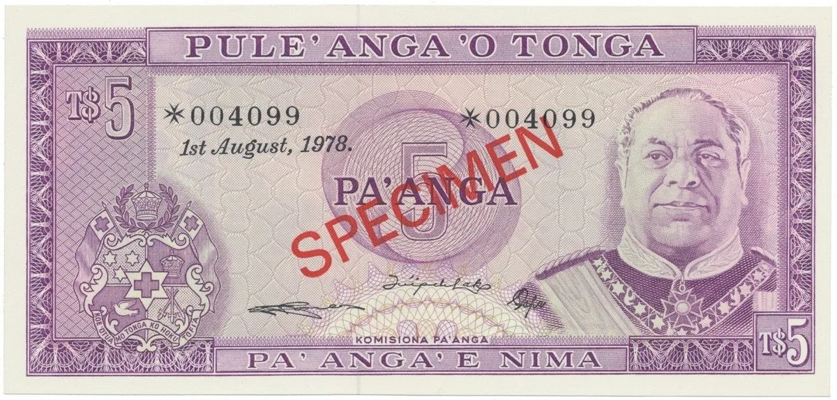 Tonga, 5 Pa´nga 1978, SPECIMEN, P.21cs