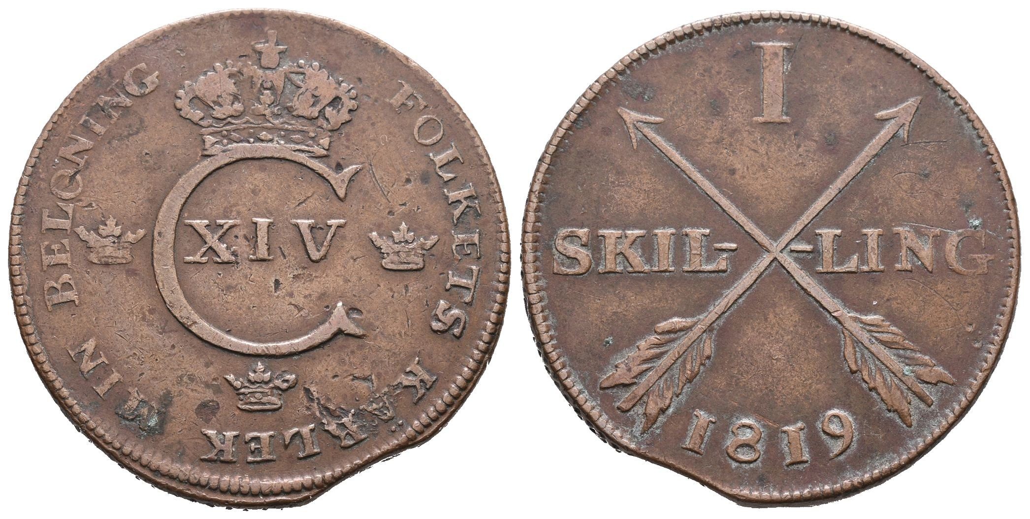 Švédsko, 1 Šilink 1819