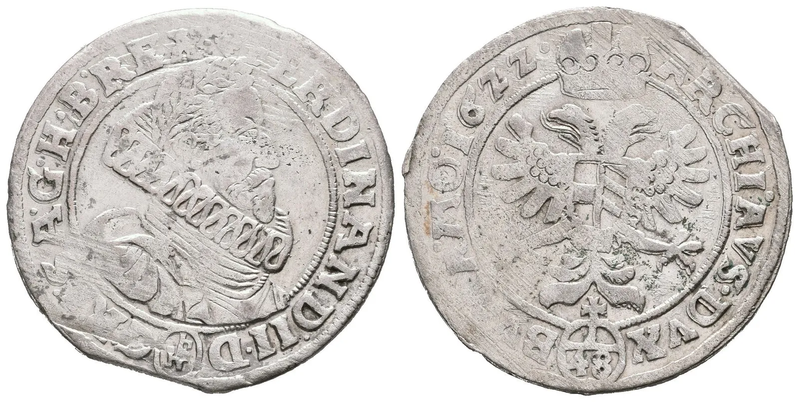 48 Krejcar 1622 HP, Brno-Pecz, Hal.859, pěkná zachovalost, vady střížku a rysky, — 1