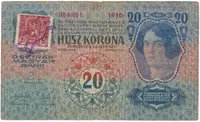 20 Koruna 1913 (1919), I. vydání, kolek padělaný, Hej.2