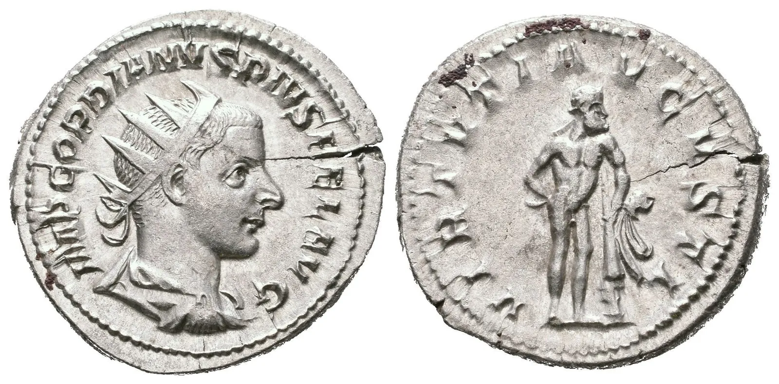 Antoninian, 241 - 243, Rv: VIRTVTI AVGVSTI, stojící Hercules zprava se opírá kyjem — 1