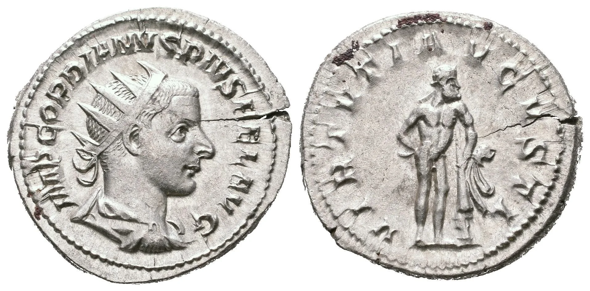 Antoninian, 241 - 243, Rv: VIRTVTI AVGVSTI, stojící Hercules zprava se opírá kyjem — 1
