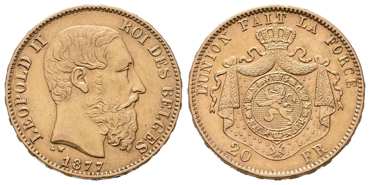Belgie, 20 Frank 1877