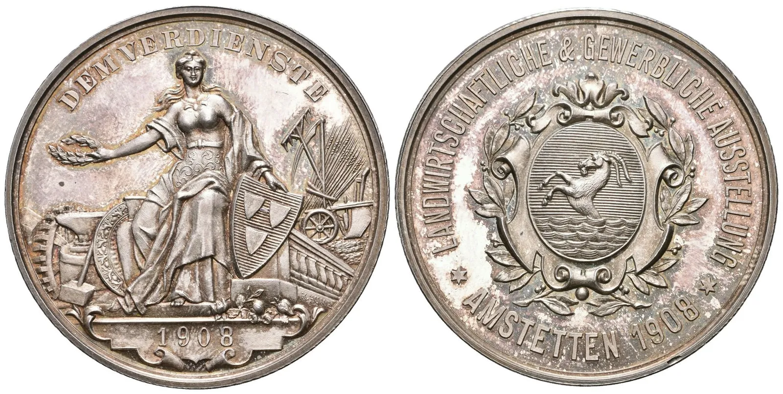 AR Medaile 1908 - Zemědělská a obchodní výstava v Amstetten. — 1