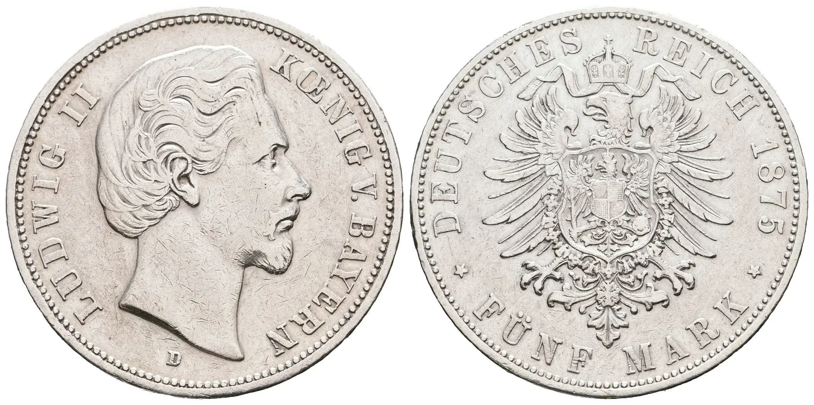 5 Marka 1875 D, J.42, patina, škr. a hranky — 1