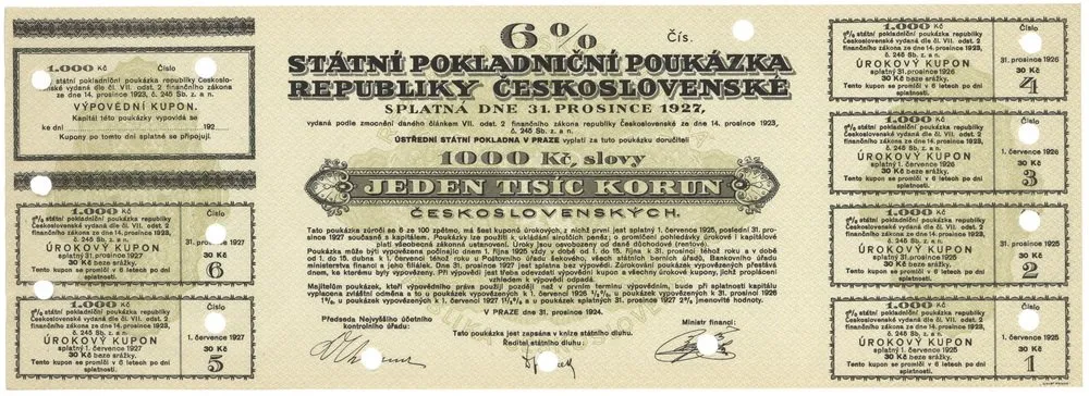 Státní pokladniční poukázky, 1919 - 1939 — 1