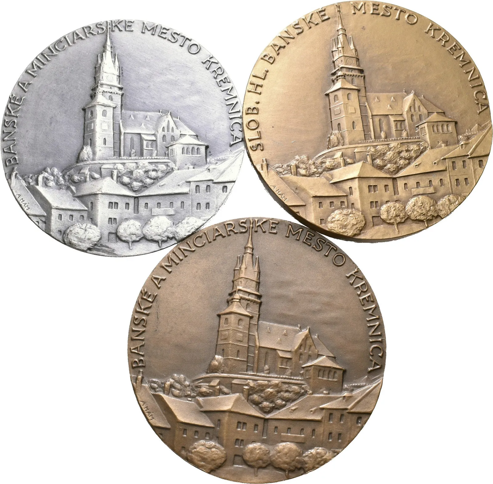 AE Medaile b.l. - Svobodné město Kremnica. Postř. bronz a bronz, jednostranné a — 1