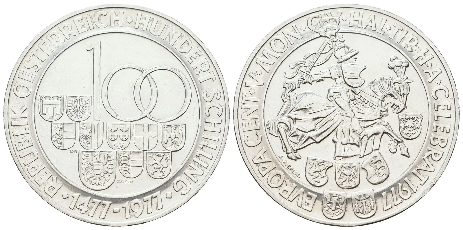 Rakousko, 100 Schilling 1977 - Mincovna Hall