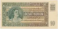 Slovensko, 10 Koruna 1939, 1x SPECIMEN nahoře, Hej.46a2.S1 - fotografie 2
