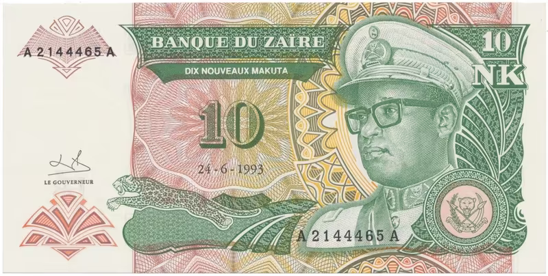 Zaire, 10 Nouveaux Makuta 1993, P.49