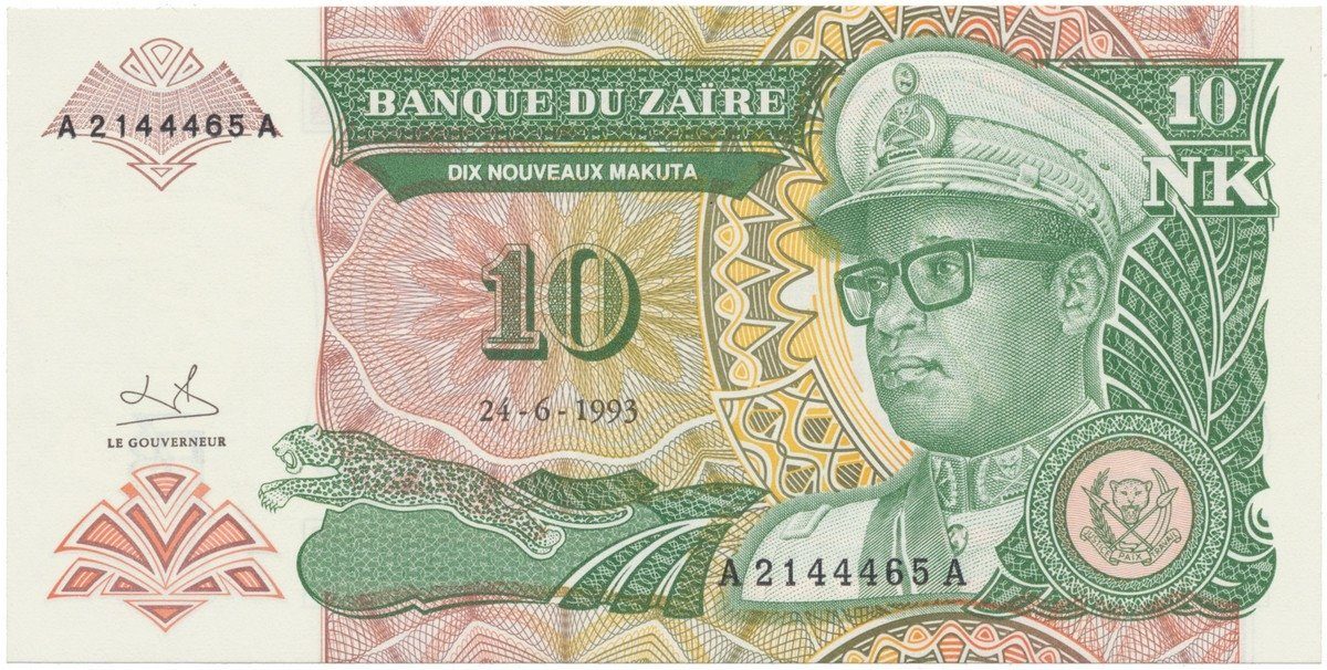 Zaire, 10 Nouveaux Makuta 1993, P.49