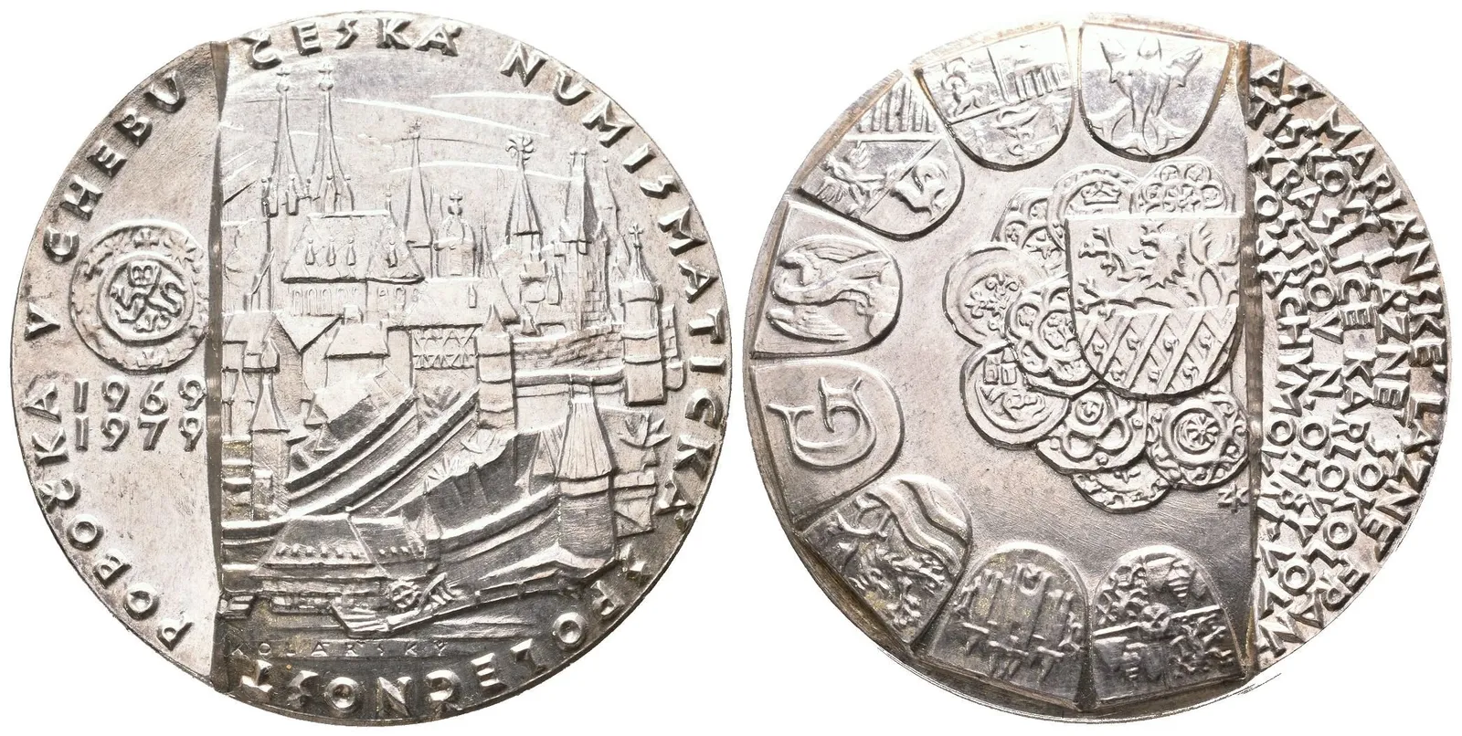 AR Medaile 1979 (Kolářský) - 10. výročí pobočky ČNS v Chebu. Pohled na město, — 1