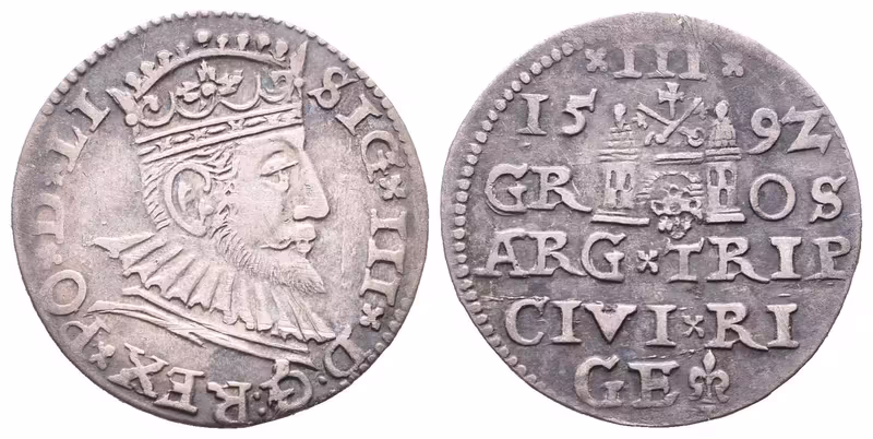 Polsko, III Groš 1592, Riga