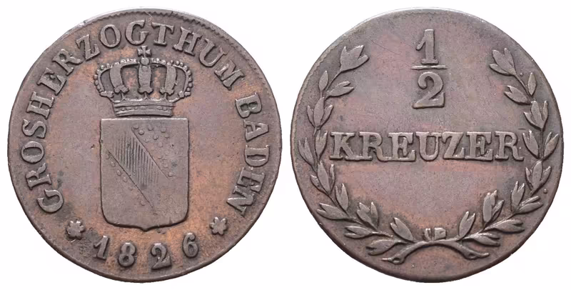 Baden, 1/2 Krejcar 1826